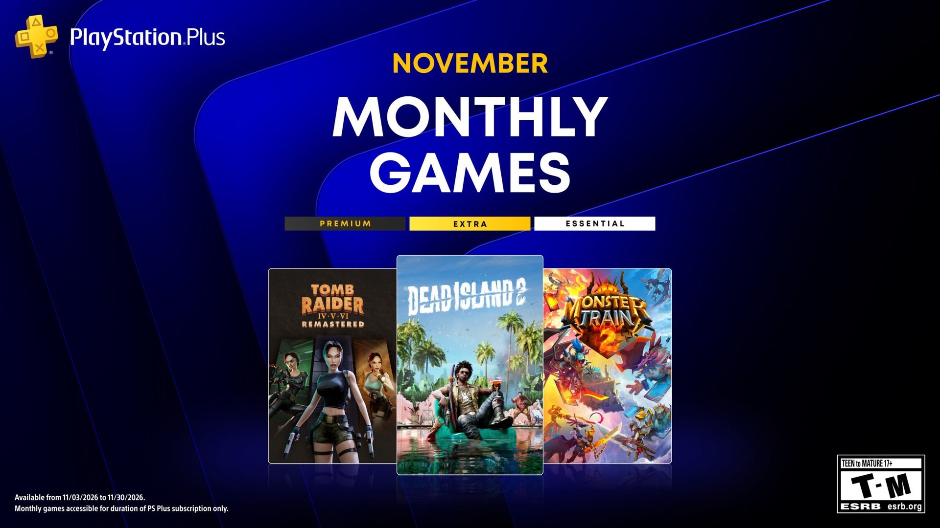 PS Plus в ноябре: Dead Island 2, Tomb Raider IV–VI Remastered и Monster Train 2